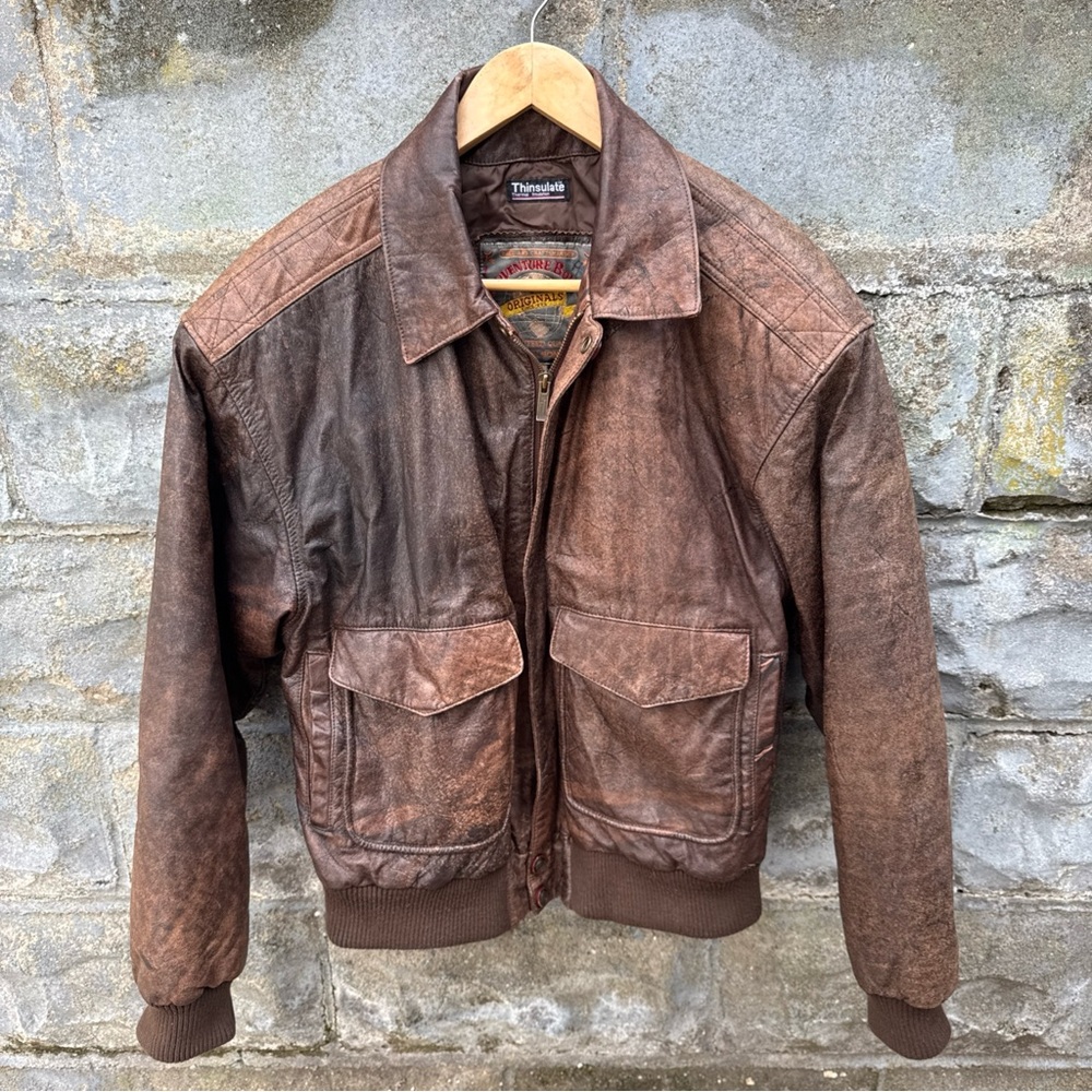 Vintage Adventure Bound by Wilson Leather Bomber Jacket Medium Brown Thinsulate